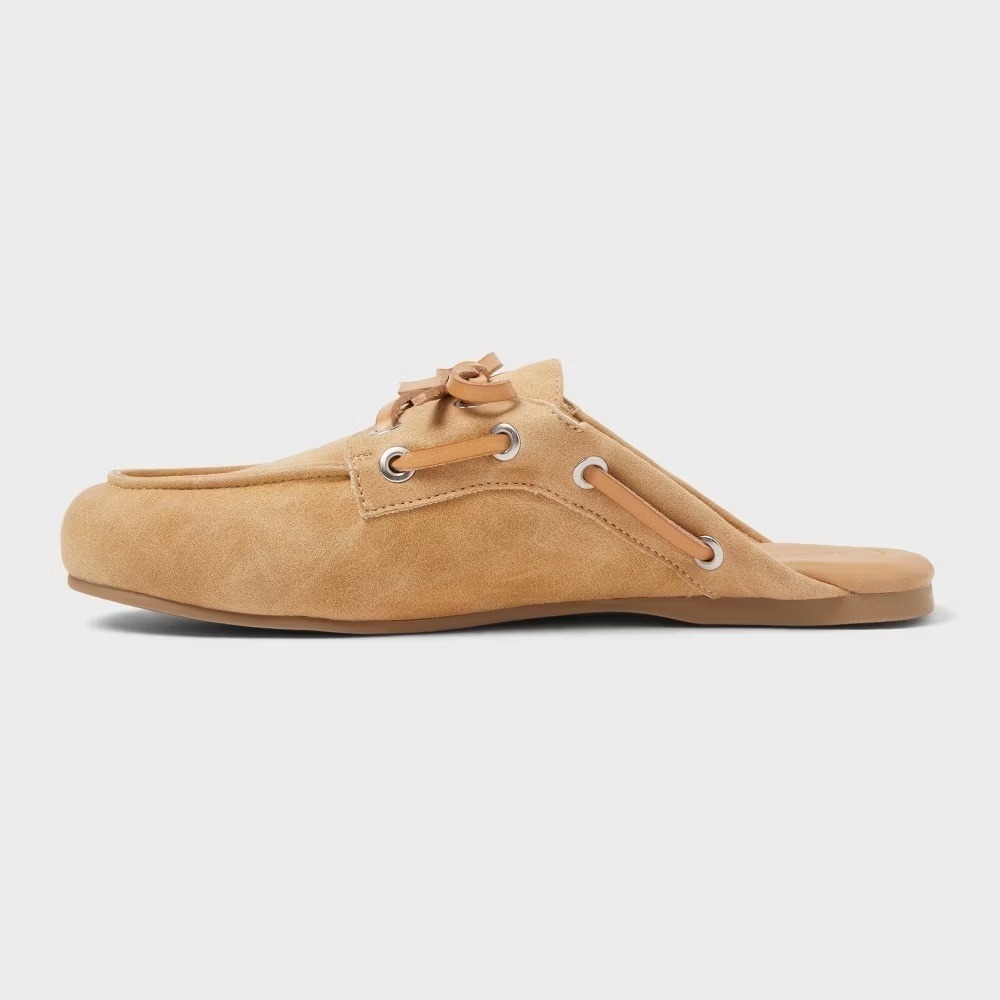 Universal Thread Holden Flats Sand Faux Leather Bow Mules Womens 7.5 NEW - Picture 3 of 6